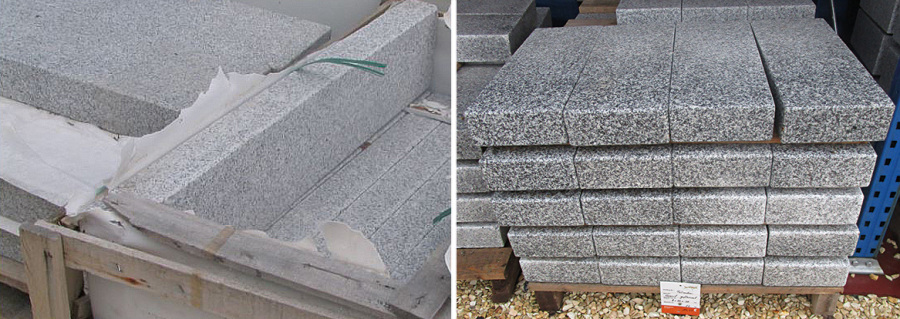 Granit Palisade grau gespalten und gespitzt 12x12x50 cm 