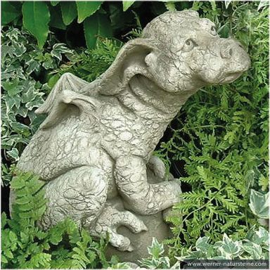 Steingussfigur - Drache "PUDDLES" - Gartenfigur